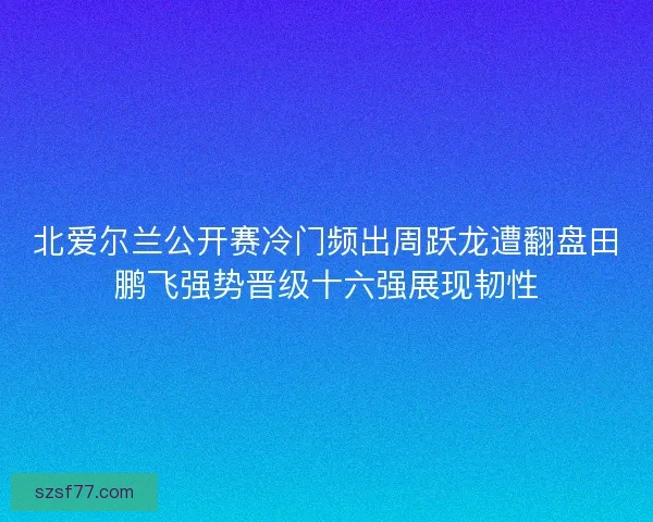 北爱尔兰公开赛冷门频出周跃龙遭翻盘田鹏飞强势晋级十六强展现韧性