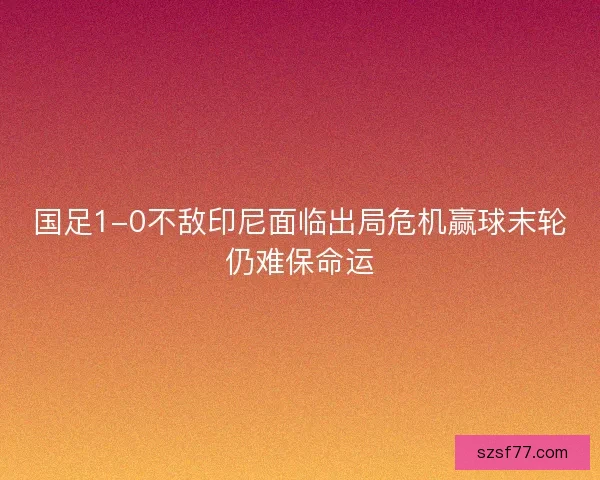 国足1-0不敌印尼面临出局危机赢球末轮仍难保命运