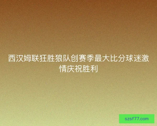 西汉姆联狂胜狼队创赛季最大比分球迷激情庆祝胜利